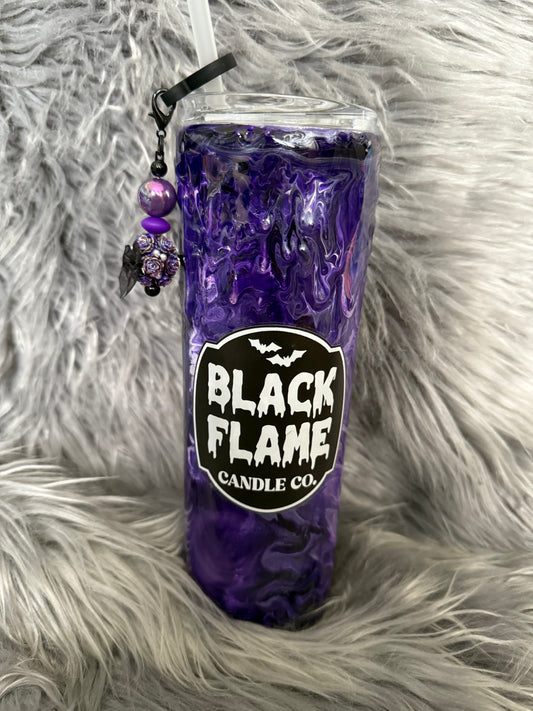 30oz Black Flame with straw charm