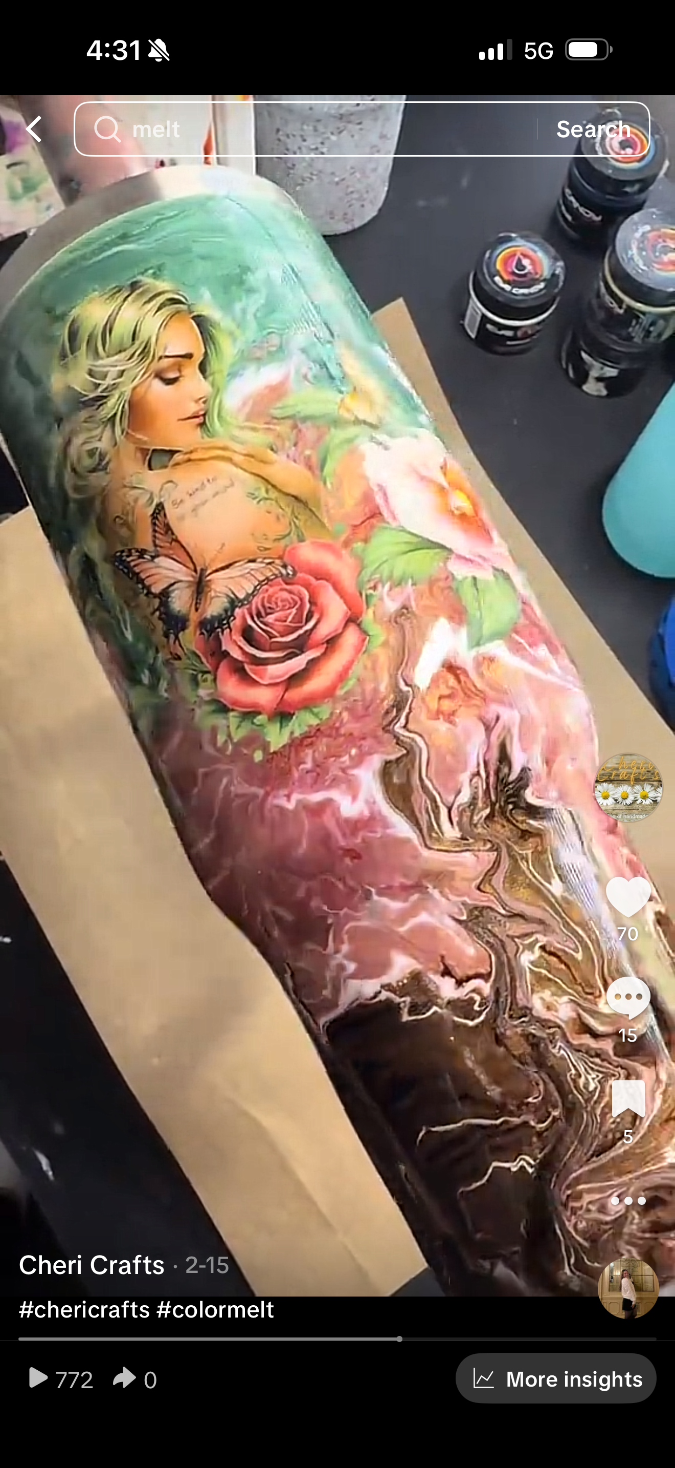 40oz Pink Green Brown Tumbler